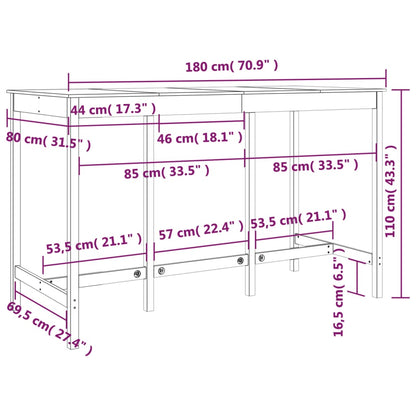 Bartisch Honigbraun 180x80x110 cm Massivholz Kiefer