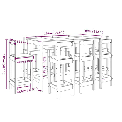 9-tlg. Bar-Set Massivholz Kiefer