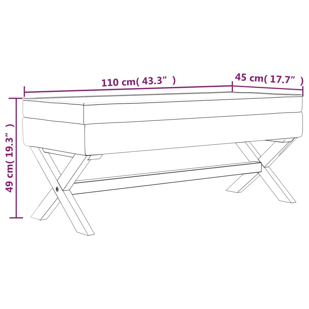 Hocker mit Stauraum Dunkelgrau 110x45x49 cm Samt