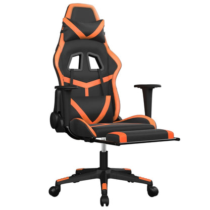 Gaming-Stuhl mit Fußstütze Schwarz und Orange Kunstleder