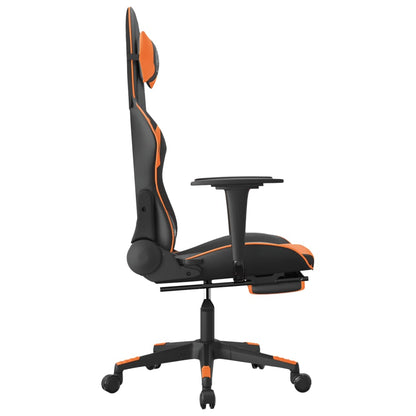 Gaming-Stuhl mit Fußstütze Schwarz und Orange Kunstleder