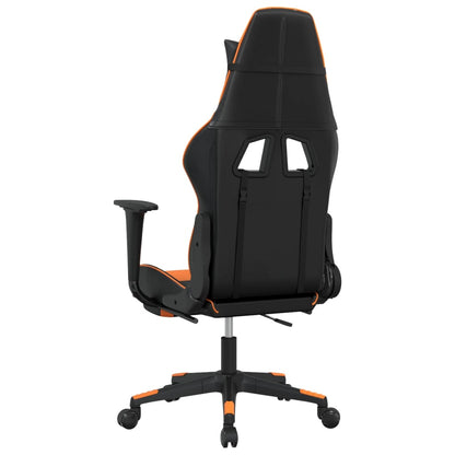 Gaming-Stuhl mit Fußstütze Schwarz und Orange Kunstleder