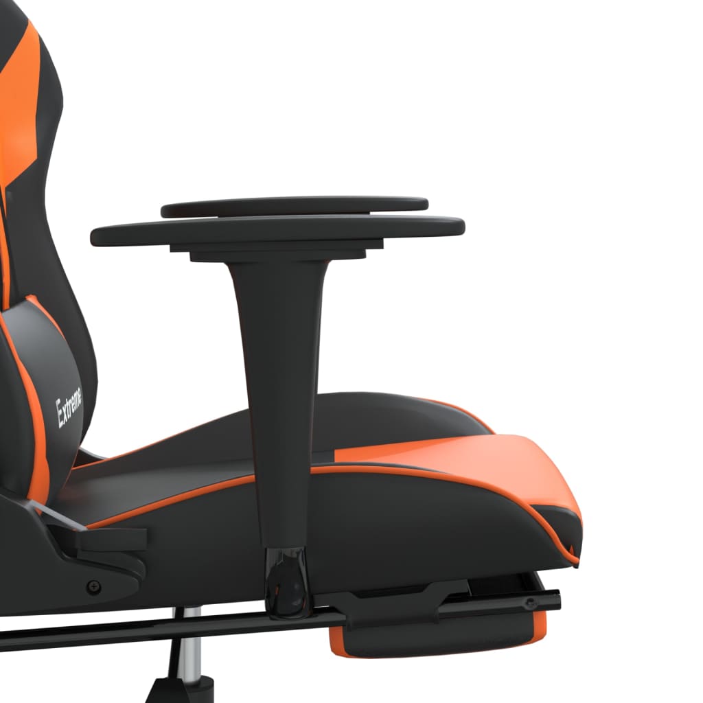 Gaming-Stuhl mit Fußstütze Schwarz und Orange Kunstleder