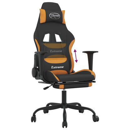 Gaming-Stuhl mit Fußstütze Schwarz und Orange Stoff