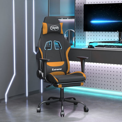 Gaming-Stuhl mit Fußstütze Schwarz und Orange Stoff