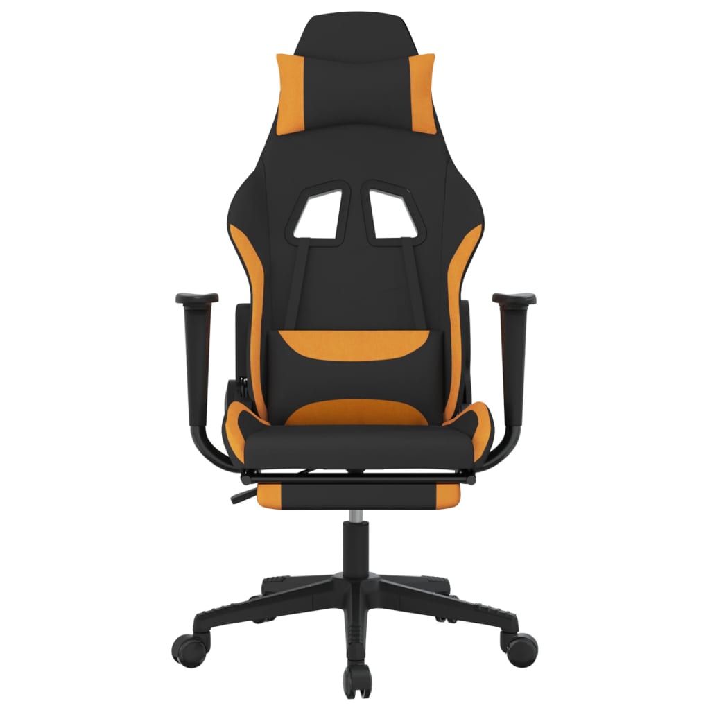 Gaming-Stuhl mit Fußstütze Schwarz und Orange Stoff