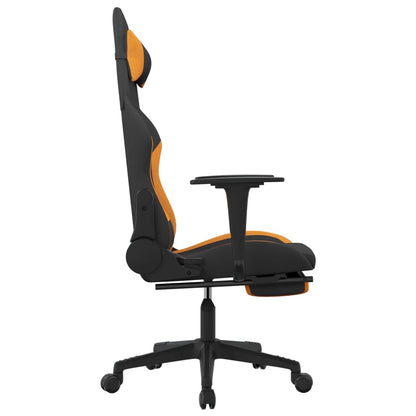 Gaming-Stuhl mit Fußstütze Schwarz und Orange Stoff