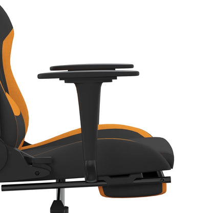 Gaming-Stuhl mit Fußstütze Schwarz und Orange Stoff