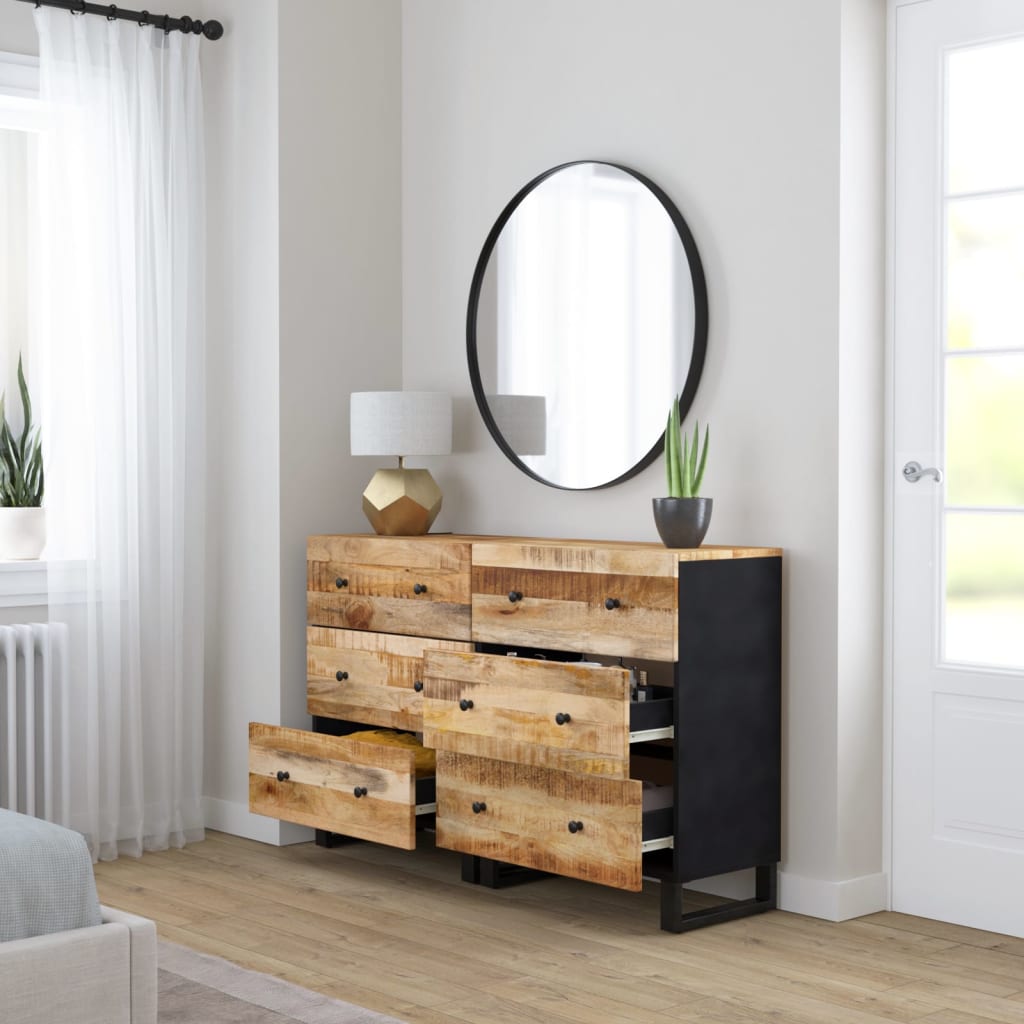 Sideboards 2 Stk. 60x33x75 cm Raues Mangoholz