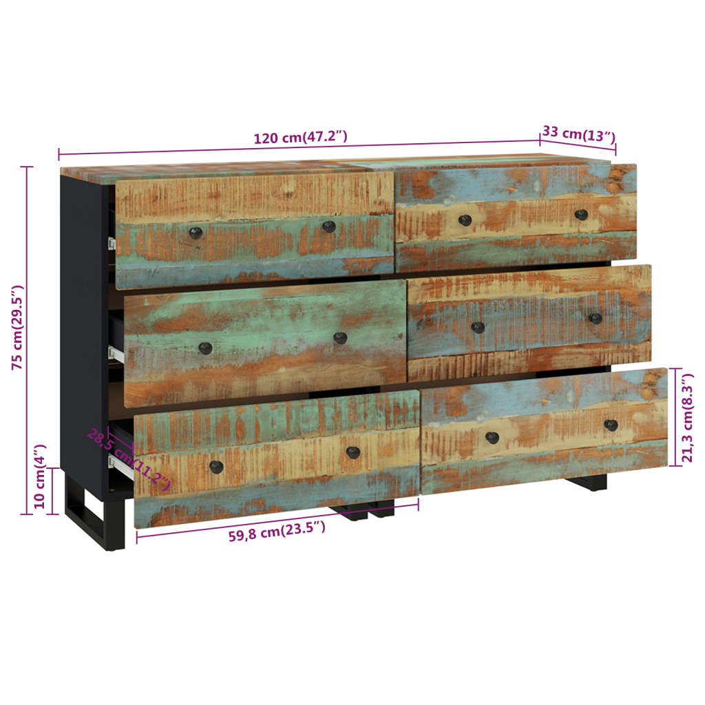 Sideboards 2 Stk. 60x33x75 cm Altholz Massiv