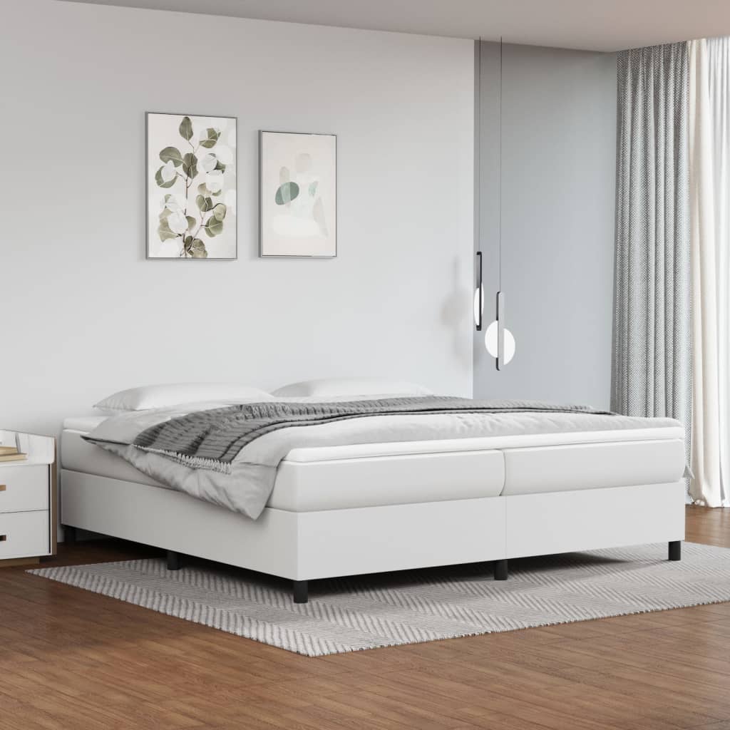 Bed frame white 200x200 cm artificial leather