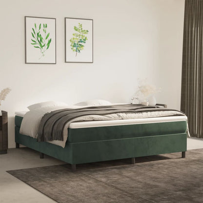 Box spring bed dark green 160x200 cm velvet