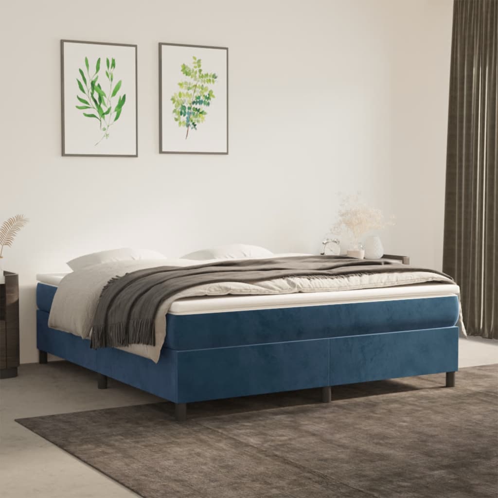 Bed frame dark blue 160x200 cm velvet