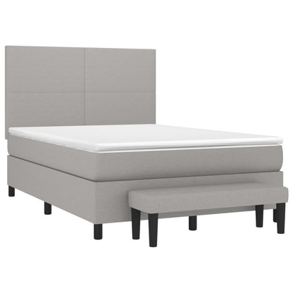 Boxspringbett mit Matratze Hellgrau 140x200 cm Stoff