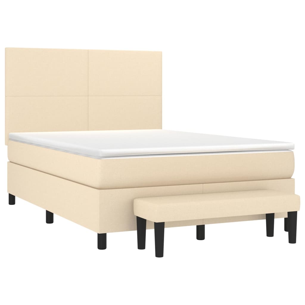 Boxspringbett mit Matratze Creme 140x200 cm Stoff