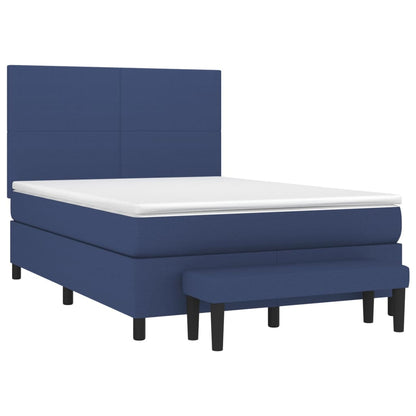 Boxspringbett mit Matratze Blau 140x200 cm Stoff