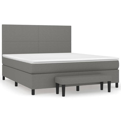 Box spring bed with mattress dark grey 160x200 cm fabric