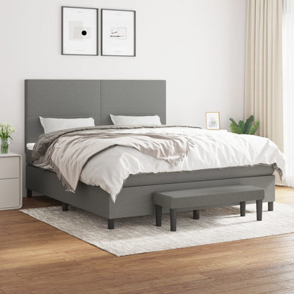 Box spring bed with mattress dark grey 160x200 cm fabric