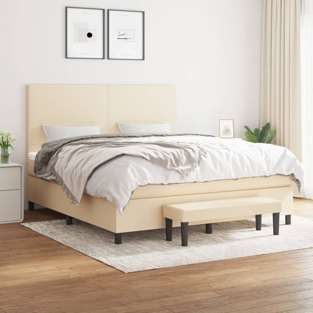 Boxspringbett mit Matratze Creme 160x200 cm Stoff