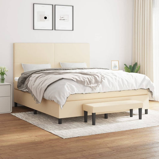 Boxspringbett mit Matratze Creme 160x200 cm Stoff