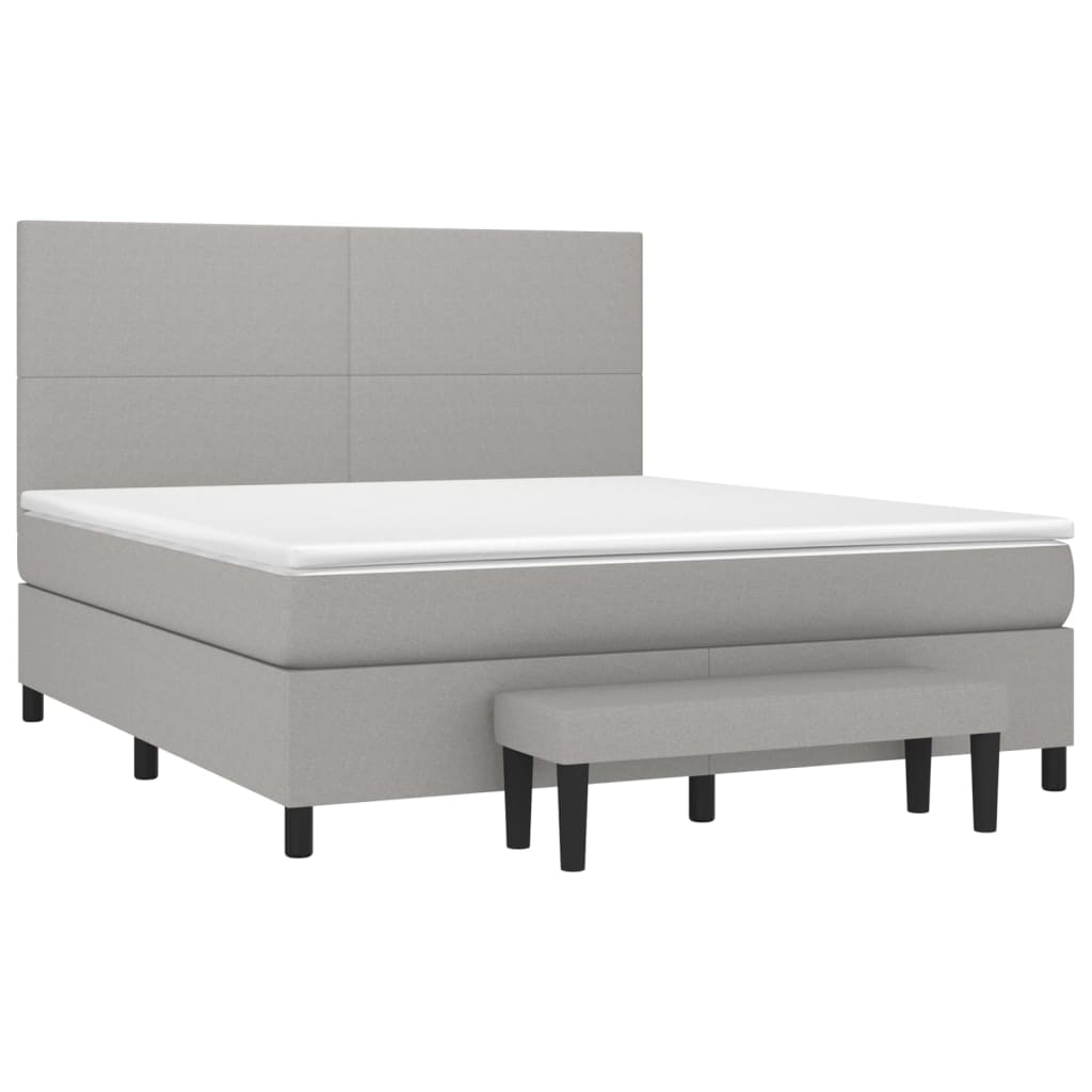 Boxspringbett mit Matratze Hellgrau 180x200 cm Stoff