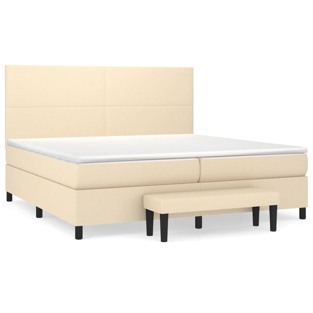 Boxspringbett mit Matratze Creme 200x200 cm Stoff