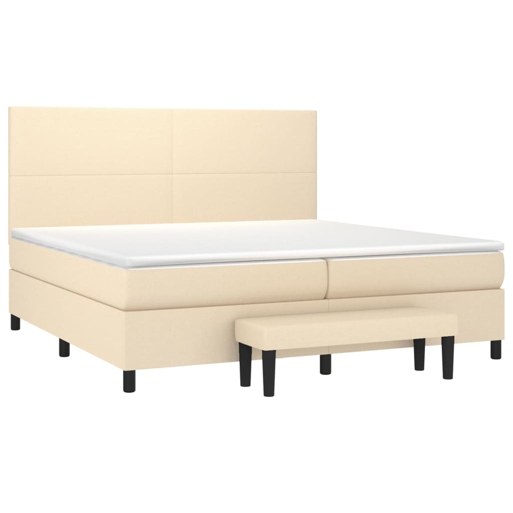 Boxspringbett mit Matratze Creme 200x200 cm Stoff