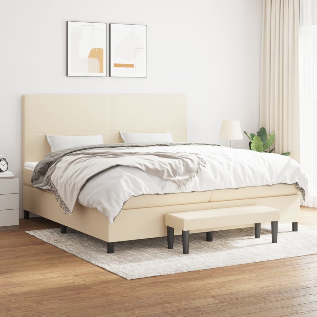 Boxspringbett mit Matratze Creme 200x200 cm Stoff