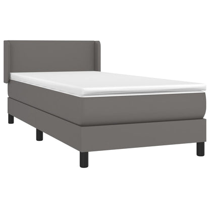 Boxspringbett mit Matratze Grau 90x200 cm Kunstleder