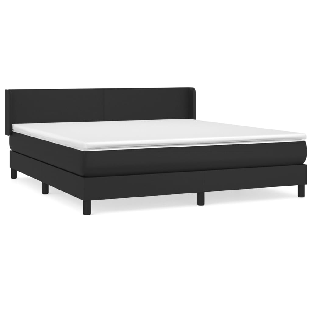 Box spring bed with mattress black 160x200 cm artificial leather