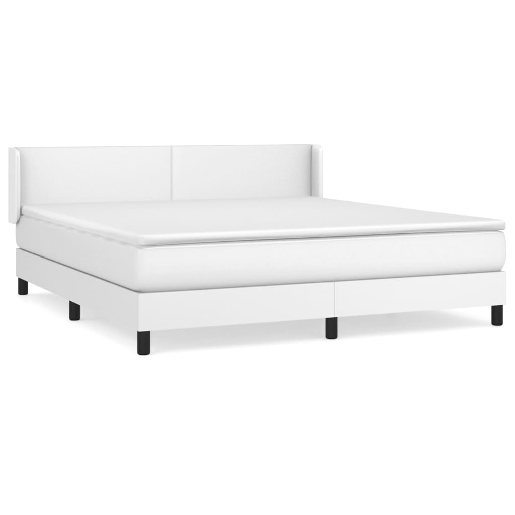 Box spring bed with mattress white 160x200 cm artificial leather