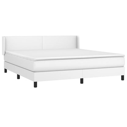 Box spring bed with mattress white 160x200 cm artificial leather