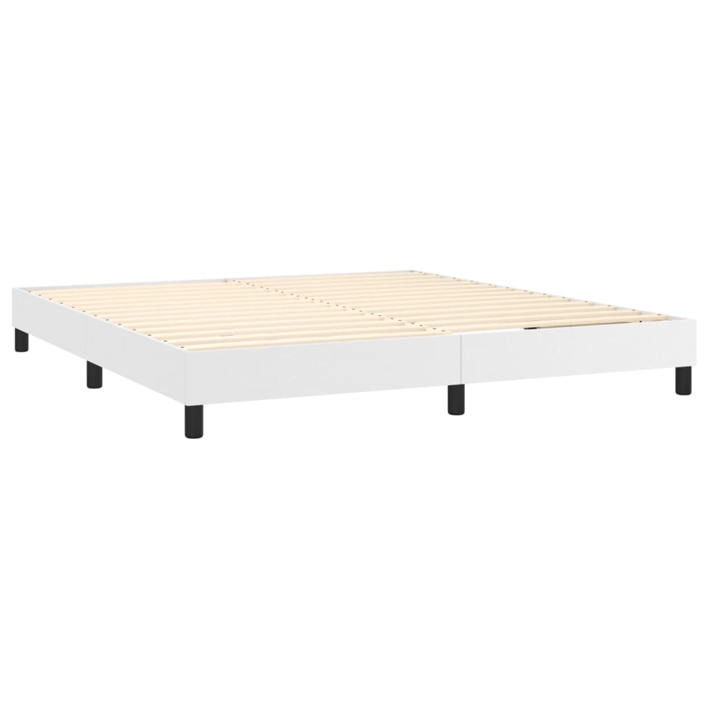 Box spring bed with mattress white 160x200 cm artificial leather