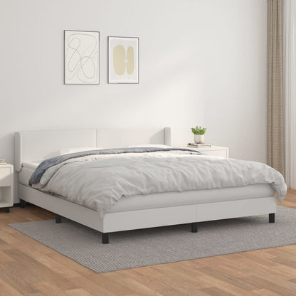 Box spring bed with mattress white 160x200 cm artificial leather