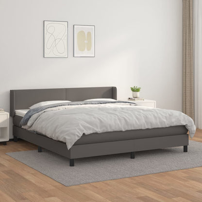 Boxspringbett mit Matratze Grau 160x200 cm Kunstleder