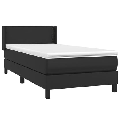 Boxspringbett mit Matratze Schwarz 90x200 cm Kunstleder