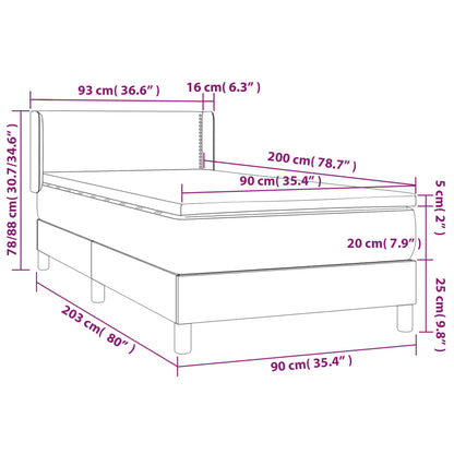 Boxspringbett mit Matratze Grau 90x200 cm Kunstleder