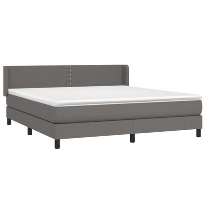 Boxspringbett mit Matratze Grau 180x200 cm Kunstleder