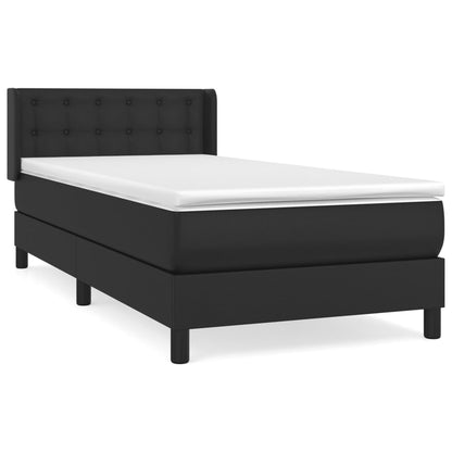 Boxspringbett mit Matratze Schwarz 90x200 cm Kunstleder