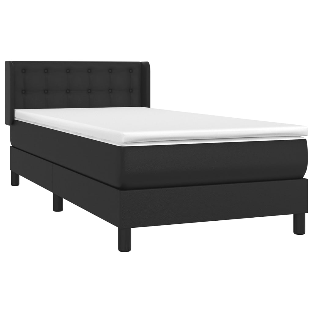 Boxspringbett mit Matratze Schwarz 90x200 cm Kunstleder