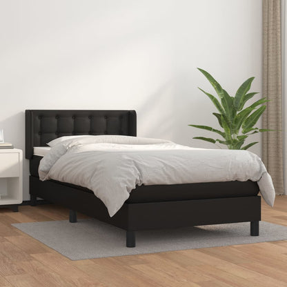 Boxspringbett mit Matratze Schwarz 90x200 cm Kunstleder