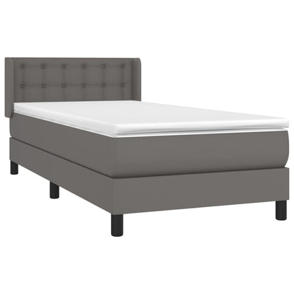 Boxspringbett mit Matratze Grau 90x200 cm Kunstleder