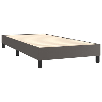 Boxspringbett mit Matratze Grau 90x200 cm Kunstleder