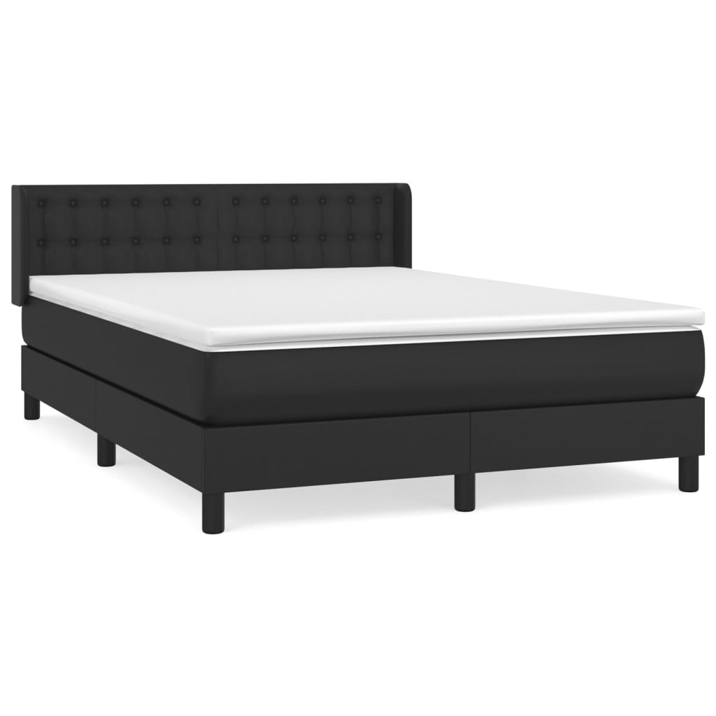 Boxspringbett mit Matratze Schwarz 140x200 cm Kunstleder