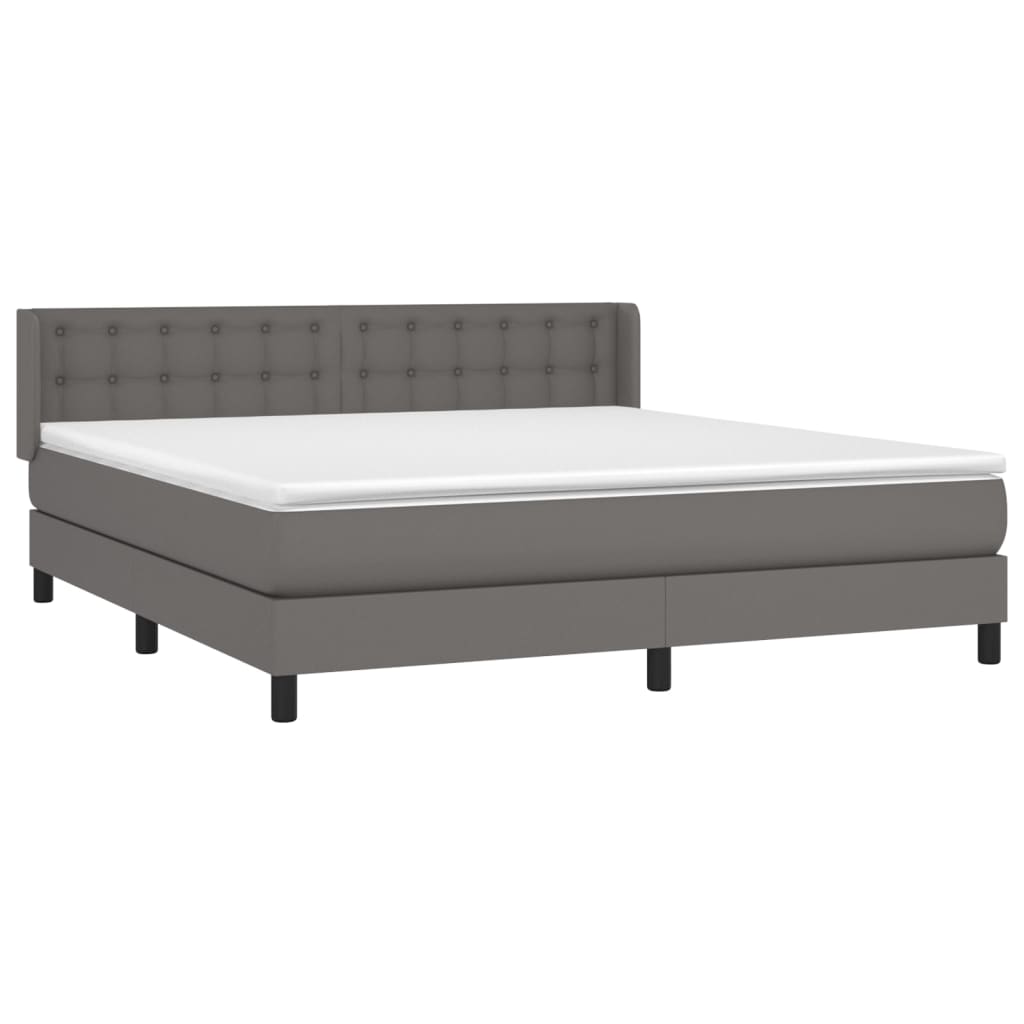 Boxspringbett mit Matratze Grau 180x200 cm Kunstleder