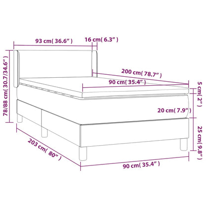 Boxspringbett mit Matratze Hellgrau 90x200 cm Samt