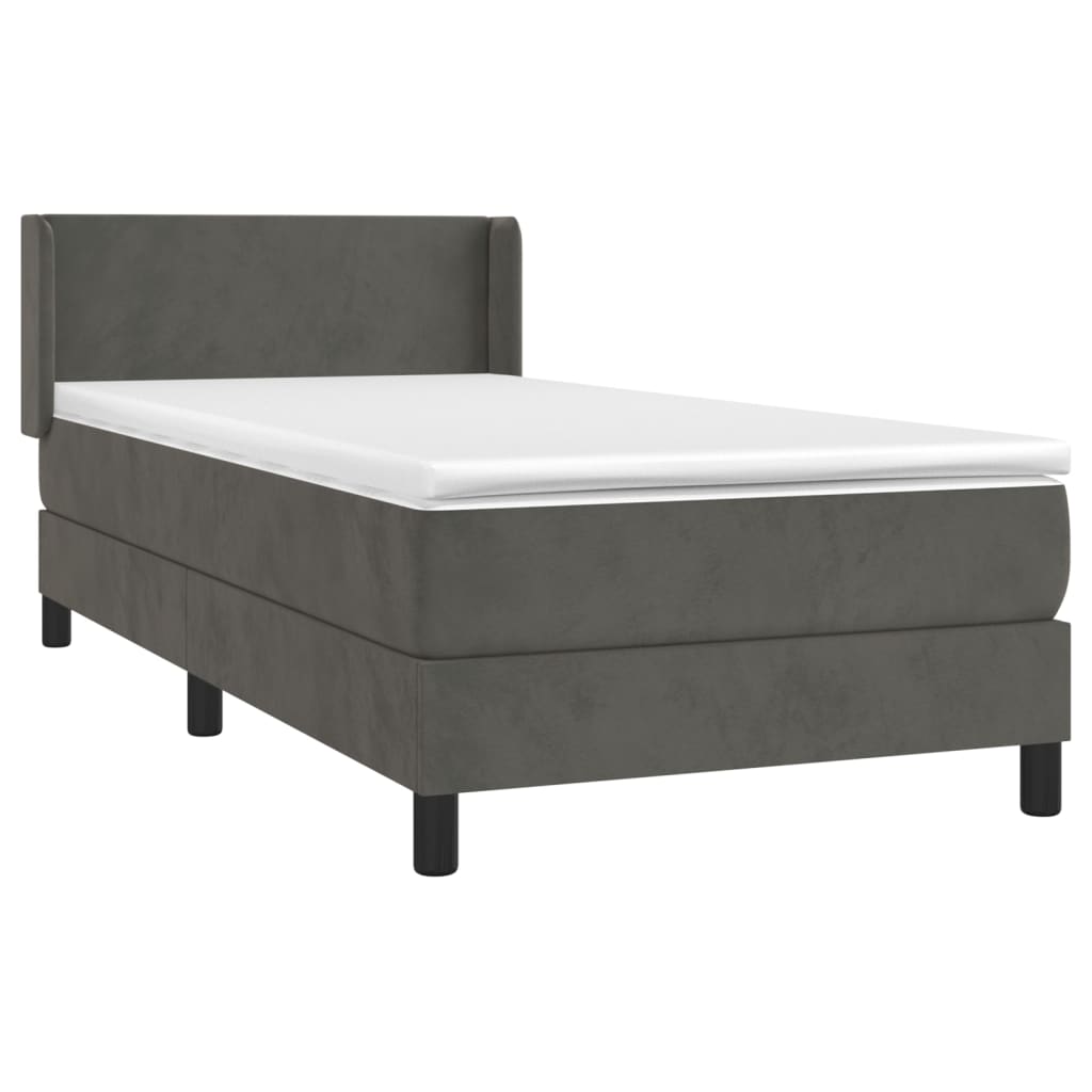 Boxspringbett mit Matratze Dunkelgrau 90x200 cm Samt