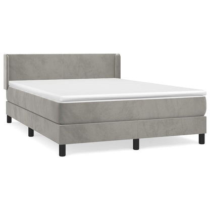 Boxspringbett mit Matratze Hellgrau 140x200 cm Samt