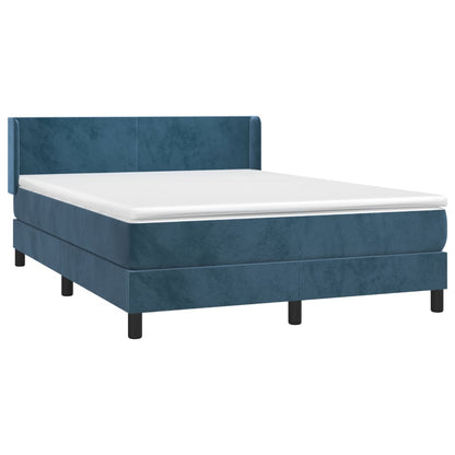 Boxspringbett mit Matratze Dunkelblau 140x200 cm Samt