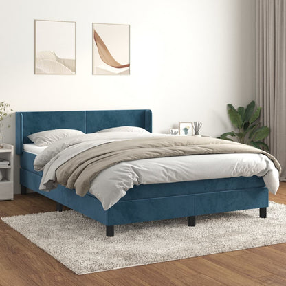 Boxspringbett mit Matratze Dunkelblau 140x200 cm Samt